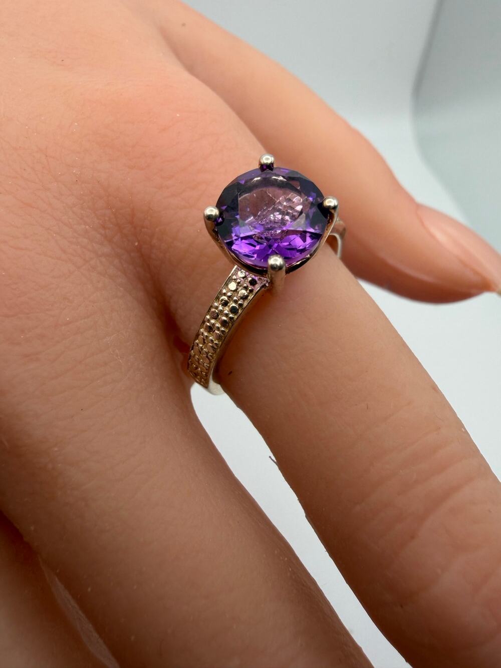 Designer KYJ Sterling 925 Silver amethyst Ring Band by King Yu Size 8